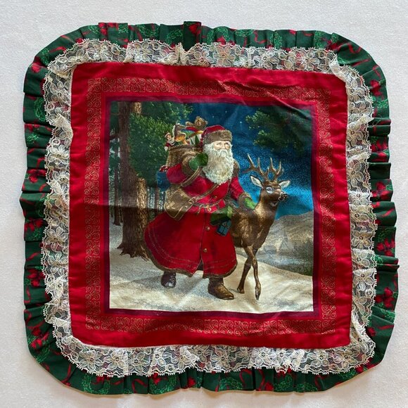 Christmas Pillow Slips Shams Holiday Decoration Xmas Decor 1990s Santa Claus - Picture 2 of 7